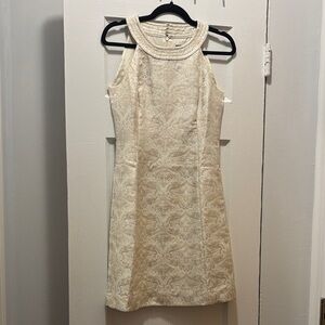 Ann Taylor Cream Textured Mini Dress